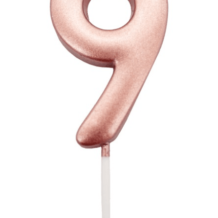 Roségouden Cijferkaars 9 van Unique koop je bij Partywinkel