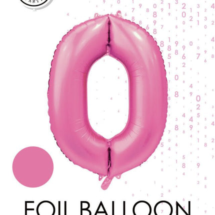 Roze Cijfer Ballon 0 Jaar Glans 86cm van WeFiesta koop je bij Partywinkel