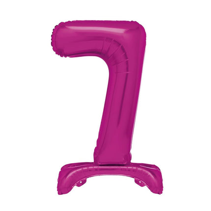 Roze Cijfer Ballon 7 Jaar Met Standaard 76cm van Unique koop je bij Partywinkel