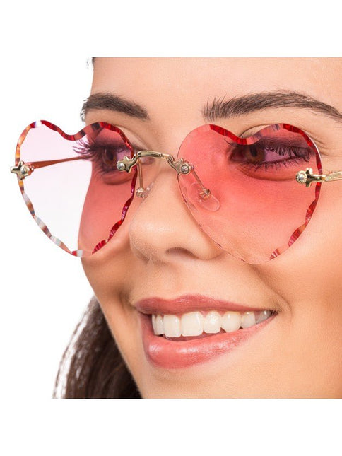 Roze Hartjesbril met Goudkleurige Details van CHAKS koop je bij Partywinkel