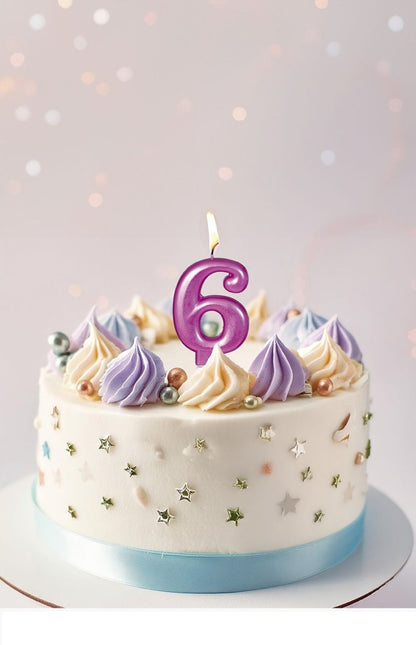 Roze Kaars 6 Jaar Metallic 8cm van Fiestas Guirca koop je bij Partywinkel