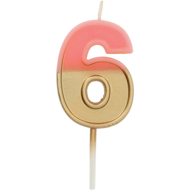 Roze Kaars 6 Jaar Retro van Folat koop je bij Partywinkel