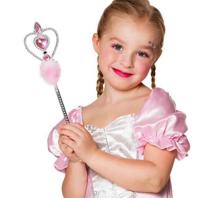 Roze Toverstaf Hart 32cm van Boland koop je bij Partywinkel