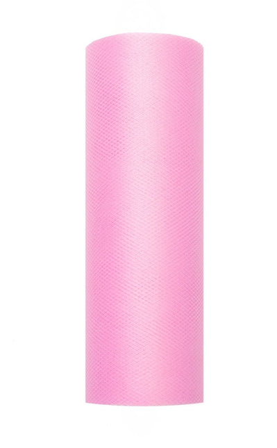 Roze Tule Rol 15cm 9m van Partydeco koop je bij Partywinkel