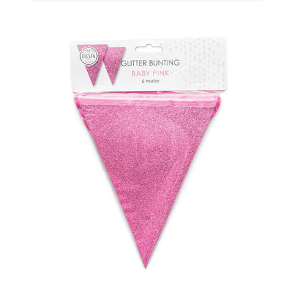 Roze Vlaggenlijn Glitter 6m van WeFiesta koop je bij Partywinkel