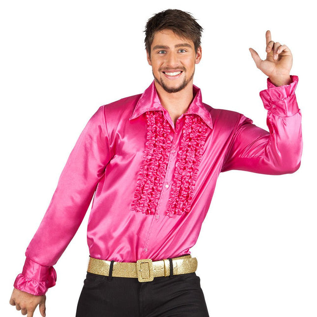 Ruffle Blouse Heren Roze van Boland koop je bij Partywinkel