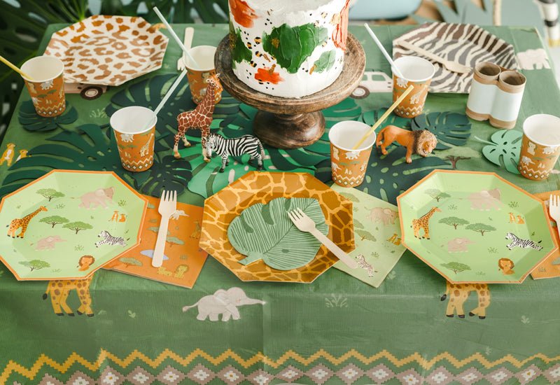 Safari Borden Groen Oranje 23cm 6st van Partydeco koop je bij Partywinkel