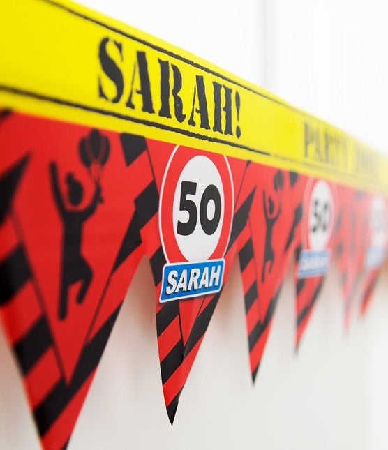 Sarah Afzetlint 50 jaar Verkeersbord 12m van Paper Dreams koop je bij Partywinkel