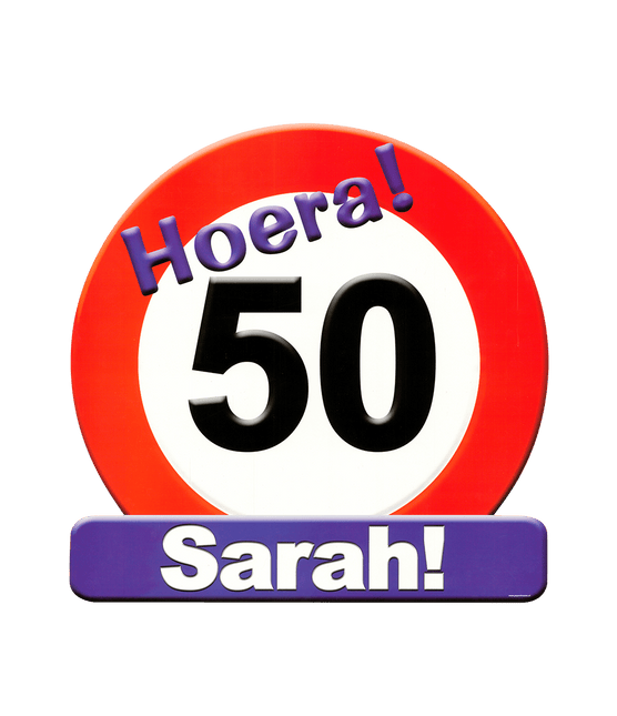 Sarah Deurbord 50 Jaar Verkeersbord 50cm van Paper Dreams koop je bij Partywinkel