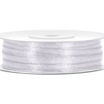 Satijn Lint Wit 3mm 50m van Partydeco koop je bij Partywinkel