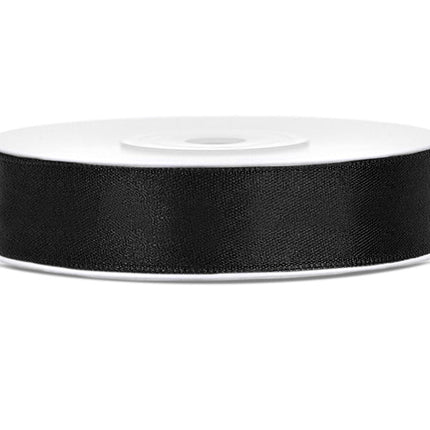 Satijn Lint Zwart 12mm 25m van Partydeco koop je bij Partywinkel
