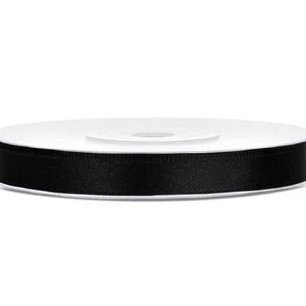 Satijn Lint Zwart 6mm 25m van Partydeco koop je bij Partywinkel