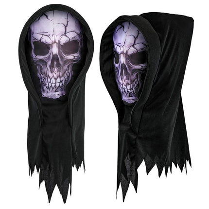 Schedel Masker Zwart Met Kap van Widmann koop je bij Partywinkel