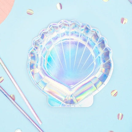 Schelp Bordjes Parelmoer 18,5cm 6st van Partydeco koop je bij Partywinkel