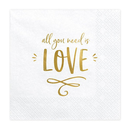 Servetten All You Need Is Love 33cm 20st van Partydeco koop je bij Partywinkel