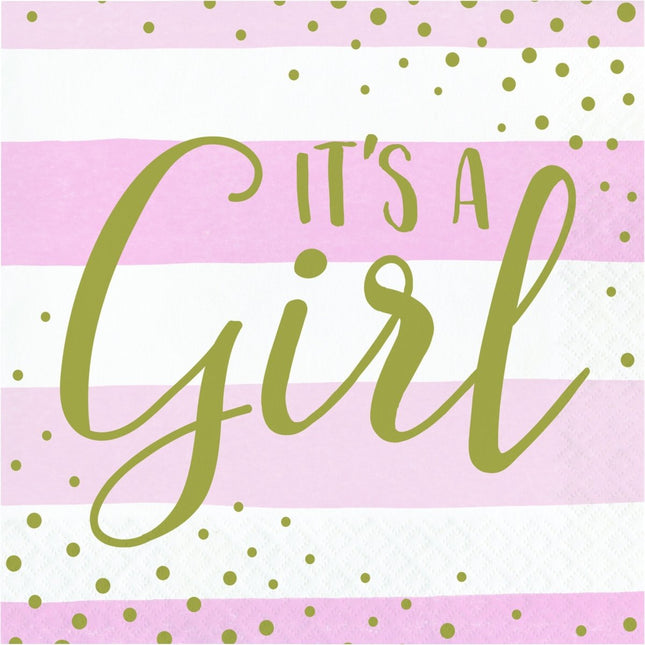 Servetten It'S A Girl 33cm 16st van Creative Converting koop je bij Partywinkel