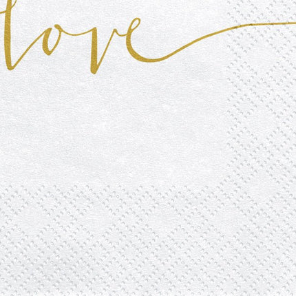 Servetten Love Goud 33cm 20st van Partydeco koop je bij Partywinkel