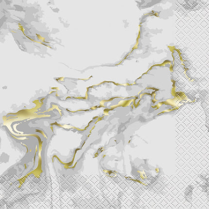 Servetten Marmer Goud 33cm 20st van Unique koop je bij Partywinkel