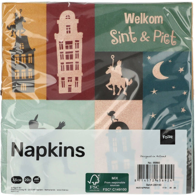 Servetten Welkom Sint En Piet 33cm 20st van Folat koop je bij Partywinkel