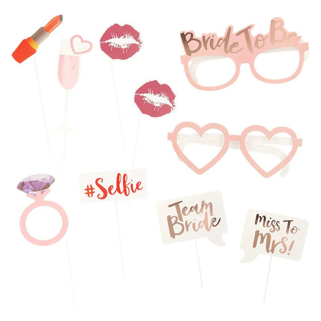 Set 10 photo props Bride to be van Boland koop je bij Partywinkel
