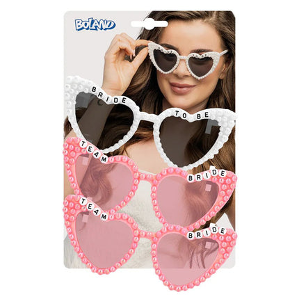 Set 3 partybrillen Bridal pearl (bride en team bride) van Boland koop je bij Partywinkel