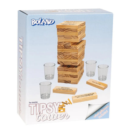Set drankspel Drinking tower (4 glazen shotglaasjes, 54 houten blokken) van Boland koop je bij Partywinkel