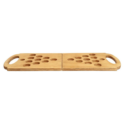 Set drankspel Shot pong (opvouwbaar houten spelbord, 2 shooters, 4 balletjes, 12 shotglaasjes) van Boland koop je bij Partywinkel