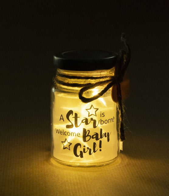 Sfeerlampje Welkom Baby Girl 14cm van Paper Dreams koop je bij Partywinkel