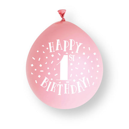 1e Verjaardag Latexballonnen Roze 23cm 10st