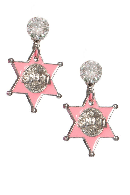 Sherrif Oorbellen Roze Zilver van Wilbers & Wilbers koop je bij Partywinkel