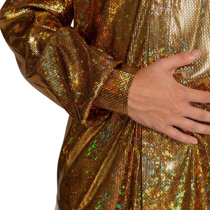 Shiny Disco Shirt Goud van Partychimp koop je bij Partywinkel