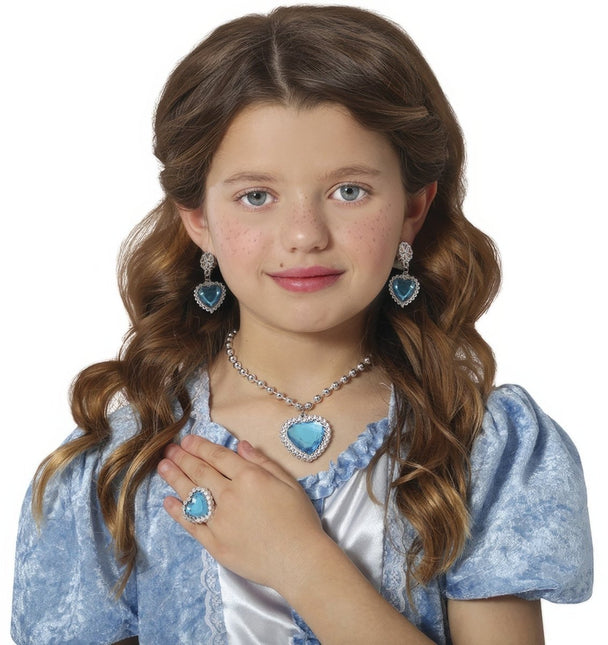 Sieraden Set Zilver Hart Blauw van Fiestas Guirca koop je bij Partywinkel