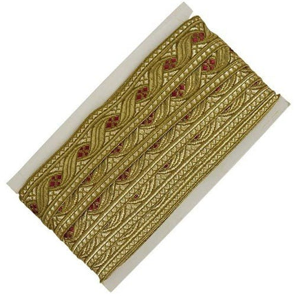 Sintband Klassiek Goud/Rood 40Mm Meter van Haza Witbaard koop je bij Partywinkel