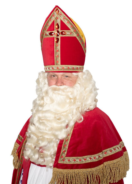 Sinterklaaspak Katoen Fluweel 4 delig van Haza Witbaard koop je bij Partywinkel