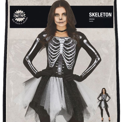 Skelet Halloween Jurk Dames Zwart van Fiestas Guirca koop je bij Partywinkel