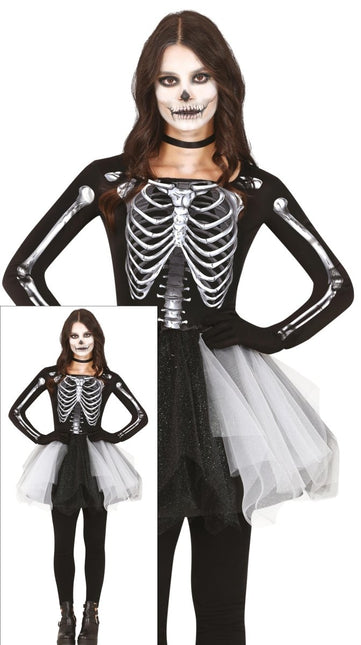Skelet Halloween Jurk Dames Zwart van Fiestas Guirca koop je bij Partywinkel