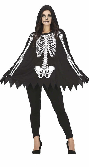 Skelet Halloween Poncho Dames van Fiestas Guirca koop je bij Partywinkel