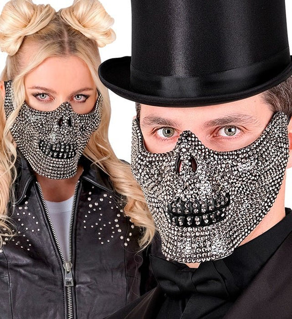 Skelet Masker Zwart Strass van Widmann koop je bij Partywinkel