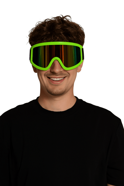 Skibril Neon Groen van Partychimp koop je bij Partywinkel