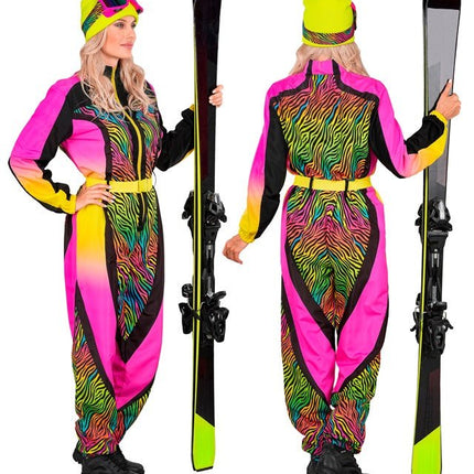 Skier/Snowboarder Zebra Roze geel Multi Dames van Widmann koop je bij Partywinkel