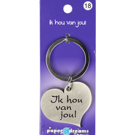 Sleutelhanger Hart Ik Hou Van Jou 10cm van Paper Dreams koop je bij Partywinkel