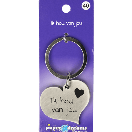 Sleutelhanger Ik Hou Van Jou Hart 10cm van Paper Dreams koop je bij Partywinkel