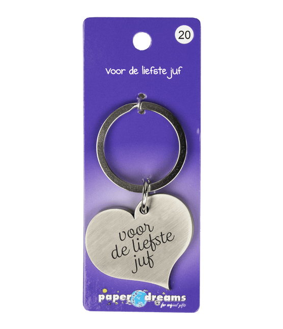 Sleutelhanger Liefste Juf 10cm van Paper Dreams koop je bij Partywinkel