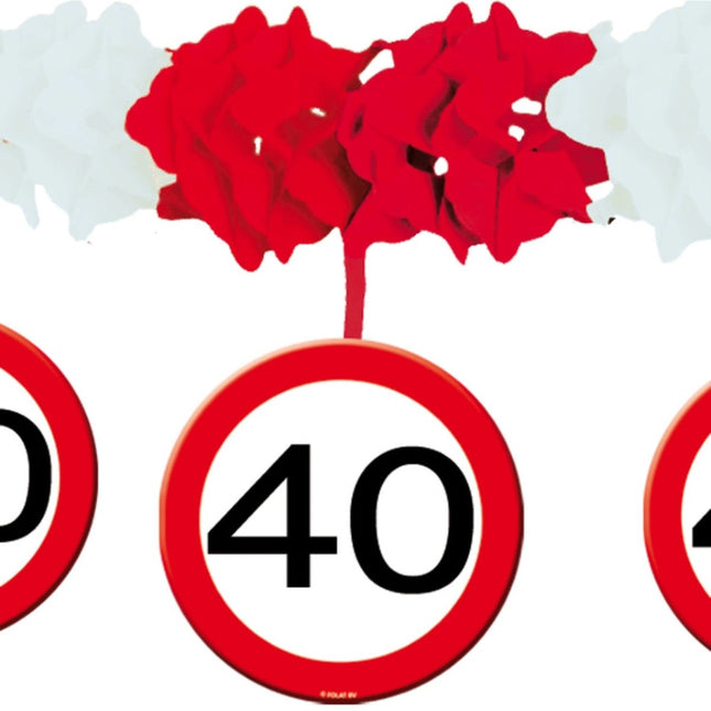 Folat 40-jarig Jubileumslinger – Robijnrood, 10 Meter Kunststof Vlaggenlijn, Perfect Voor Feestelijke Verjaardagen En Jubilea