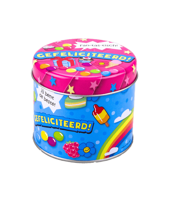 Snoepblik Gefeliciteerd 9cm van Paper Dreams koop je bij Partywinkel