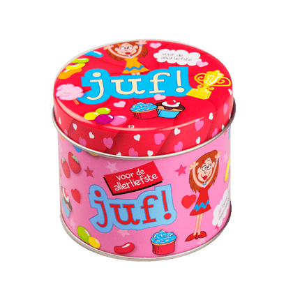 Snoepblik Juf 9cm van Paper Dreams koop je bij Partywinkel