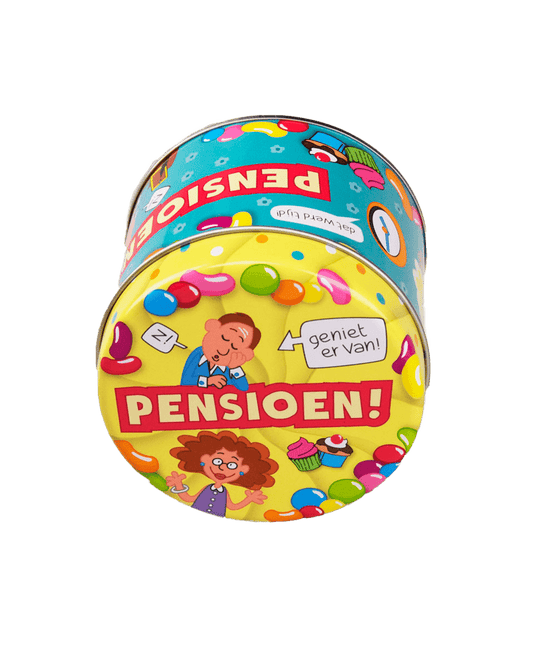 Snoepblik Pensioen 9cm van Paper Dreams koop je bij Partywinkel