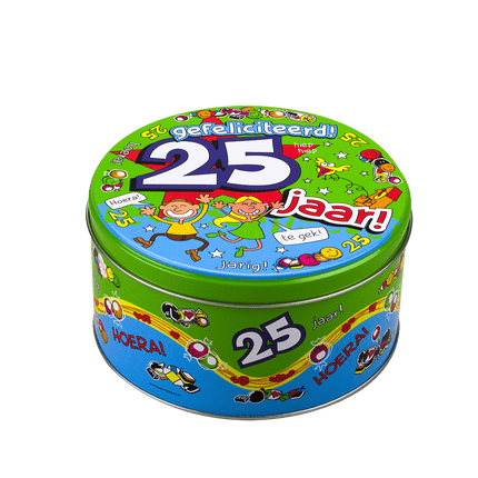 Snoeptrommel 25 Jaar 14cm van Paper Dreams koop je bij Partywinkel