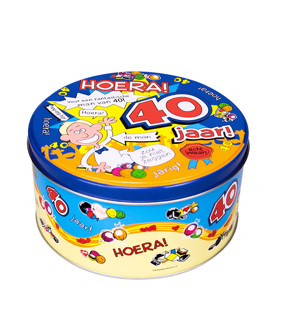 Snoeptrommel 40 Jaar Man 14cm van Paper Dreams koop je bij Partywinkel