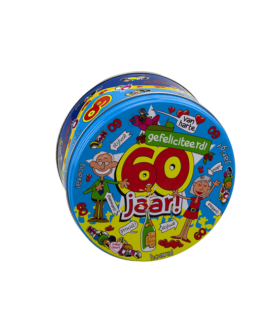 Snoeptrommel 60 Jaar 14cm van Paper Dreams koop je bij Partywinkel